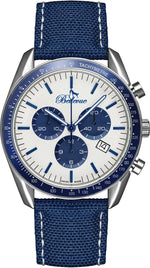 Bellevue Chronograph Men's Watch – Blue & Silver Quartz Timepiece - NAFALUXE