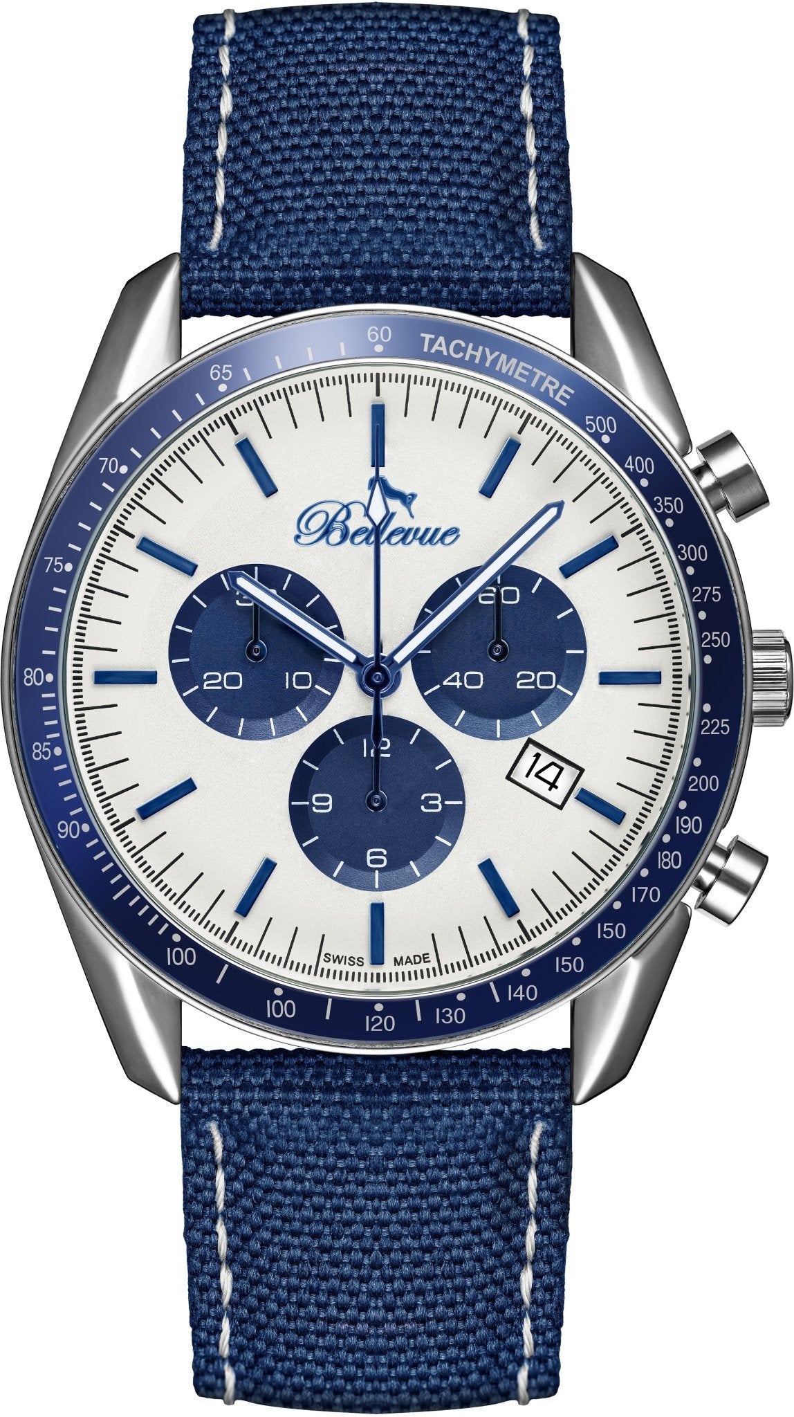 Bellevue Chronograph Men's Watch – Blue & Silver Quartz Timepiece - NAFALUXE