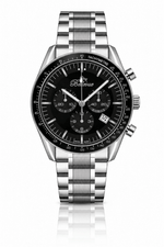 Bellevue Chronograph Stainless Steel Watch – Black Dial | 43 mm - NAFALUXE
