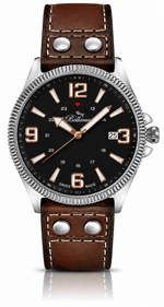 Bellevue Men’s Black Field Watch – Brown Leather Strap | Swiss Made | 42mm - NAFALUXE