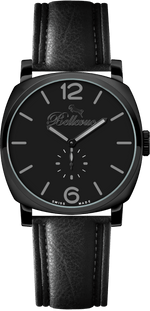 Bellevue Men’s Black Watch 44mm – Ronda Quartz | Black PU Leather Strap - NAFALUXE