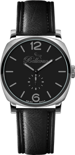 Bellevue Men’s Black Watch 44mm – Ronda Quartz | Black PU Leather Strap - NAFALUXE