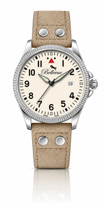 Bellevue Men’s Classic Field Watch – Beige Leather Strap | Swiss Made | 42mm - NAFALUXE