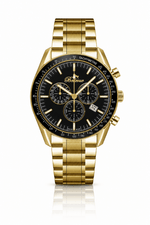 Bellevue Men’s Gold Chronograph Watch 43mm – Black Dial | Ronda Quartz with Date - NAFALUXE