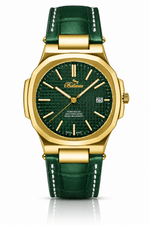 Bellevue Men’s Green Watch 43mm – Ronda Quartz with Date | Green PU Leather Strap - NAFALUXE
