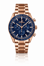 Bellevue Men’s Rose Gold Chronograph Watch 43mm – Blue Dial | Ronda Quartz with Date - NAFALUXE