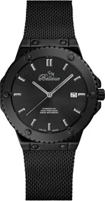 Bellevue Swiss Made Quartz Watch 43mm – Black Stainless Steel Mesh Band | Ronda Movement - NAFALUXE
