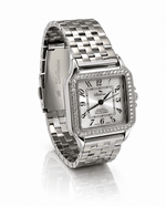 Bellevue Swiss Made Women’s Square Crystal Watch 29x29mm – Silver Tone | Ronda Quartz - NAFALUXE