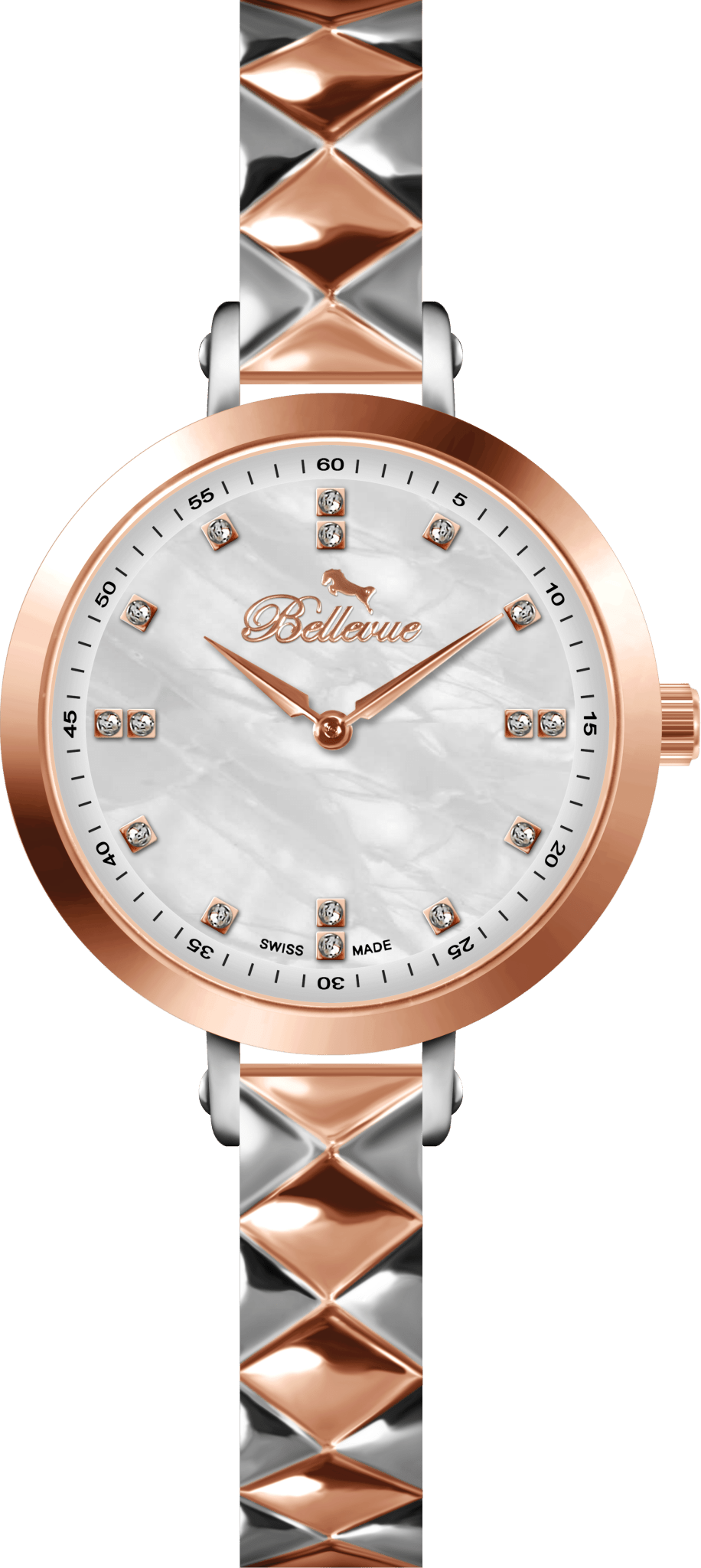 Bellevue Swiss Made Women’s Watch 32mm – Rose Gold & Silver | Ronda Quartz - NAFALUXE