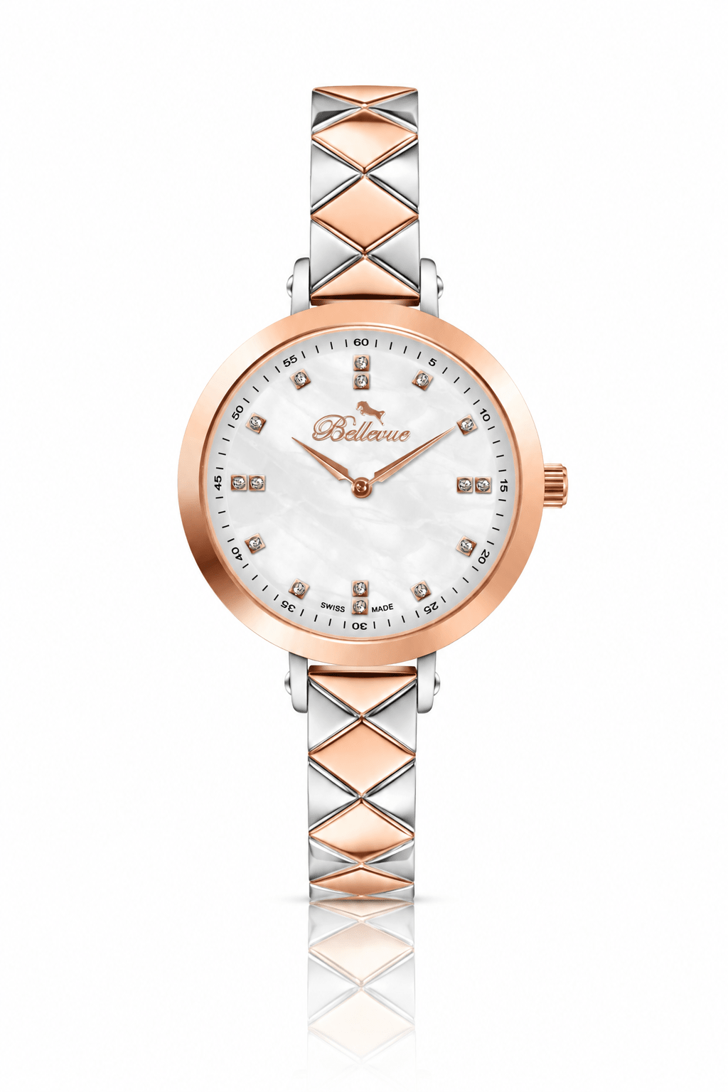 Bellevue Swiss Made Women’s Watch 32mm – Rose Gold & Silver | Ronda Quartz - NAFALUXE