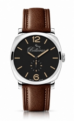 Bellevue Swiss Quartz Watch 44mm – Black Dial with Brown PU Leather Strap - NAFALUXE