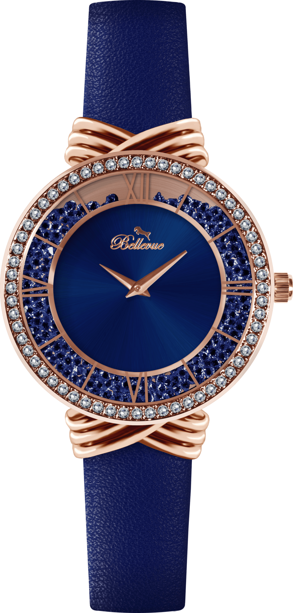 Bellevue Women’s Blue Crystal Watch – Rose Gold | 36mm - NAFALUXE