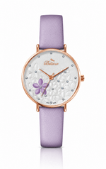 Bellevue Women’s Floral Swiss Quartz Watch – Rose Gold &amp; Lavender | 36 mm - NAFALUXE