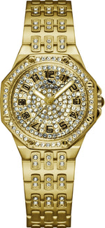 Bellevue Women’s Gold Crystal Watch – Stainless Steel Bracelet | Swiss Made | 35mm - NAFALUXE