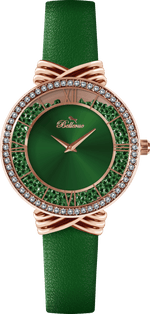 Bellevue Women’s Green Crystal Watch – Rose Gold | 36mm - NAFALUXE
