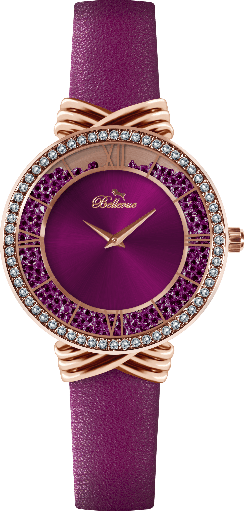 Bellevue Women’s Pink Crystal Watch – Rose Gold | 36mm - NAFALUXE
