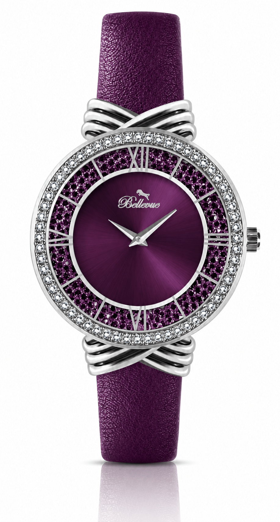Bellevue Women’s Purple Crystal Watch – 36mm | Ronda Quartz - NAFALUXE