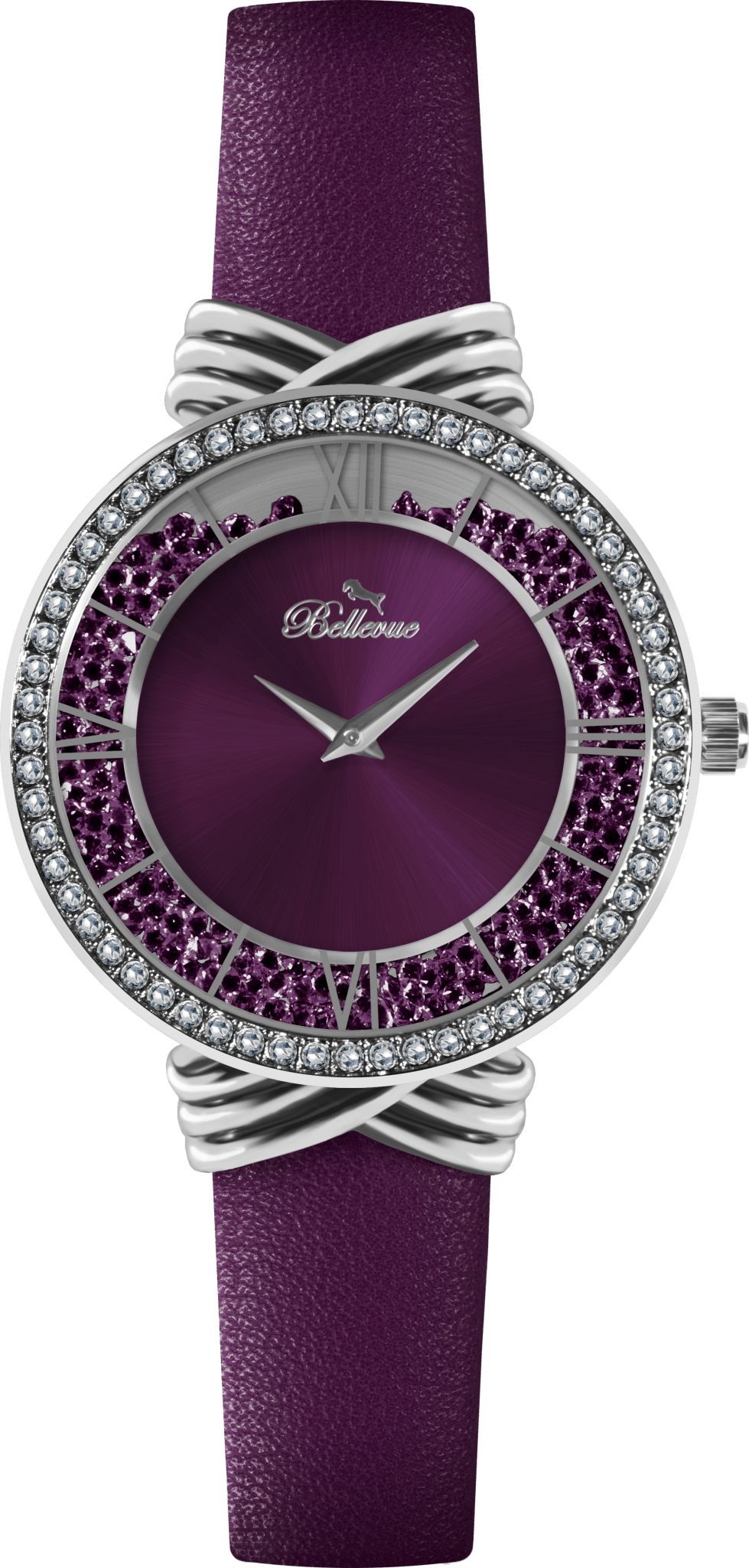 Bellevue Women’s Purple Crystal Watch – 36mm | Ronda Quartz - NAFALUXE