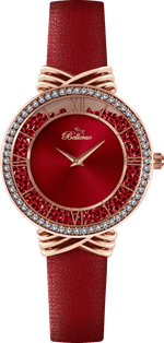 Bellevue Women’s Red Crystal Watch – Rose Gold | 36mm - NAFALUXE