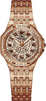 Bellevue Women’s Rose Gold Crystal Watch – Stainless Steel Bracelet | Swiss Made | 35mm - NAFALUXE