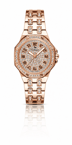 Bellevue Women’s Rose Gold Crystal Watch – Stainless Steel Bracelet | Swiss Made | 35mm - NAFALUXE
