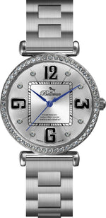 Bellevue Women’s Silver Crystal Watch 35mm – Ronda Quartz | Stainless Steel Bracelet - NAFALUXE