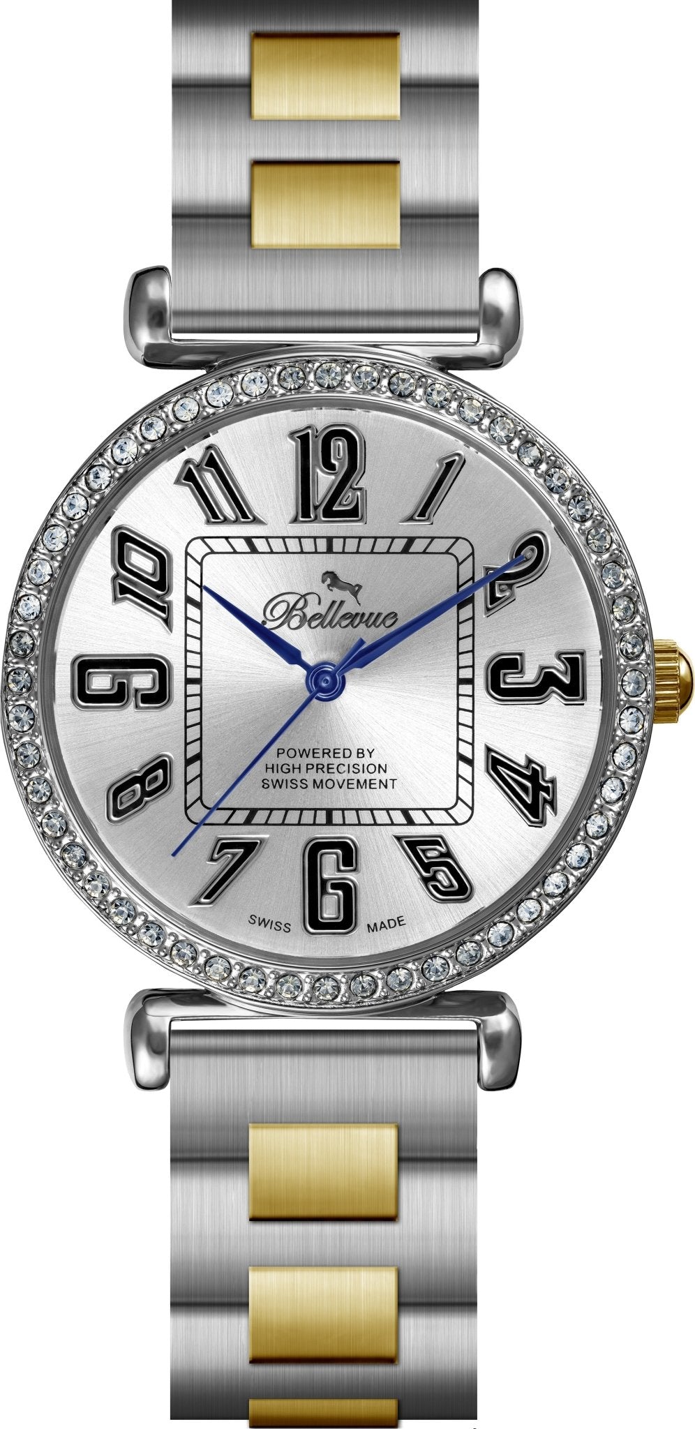 Bellevue Women’s Two-Tone Crystal Watch 35mm – Ronda Quartz | Stainless Steel Bracelet - NAFALUXE