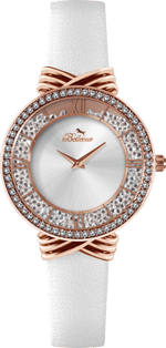 Bellevue Women’s White Crystal Watch – Rose Gold | Swiss Made | 36mm - NAFALUXE