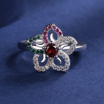 Blossom Radiance Multicolor Gemstone Flower Ring - NAFALUXE