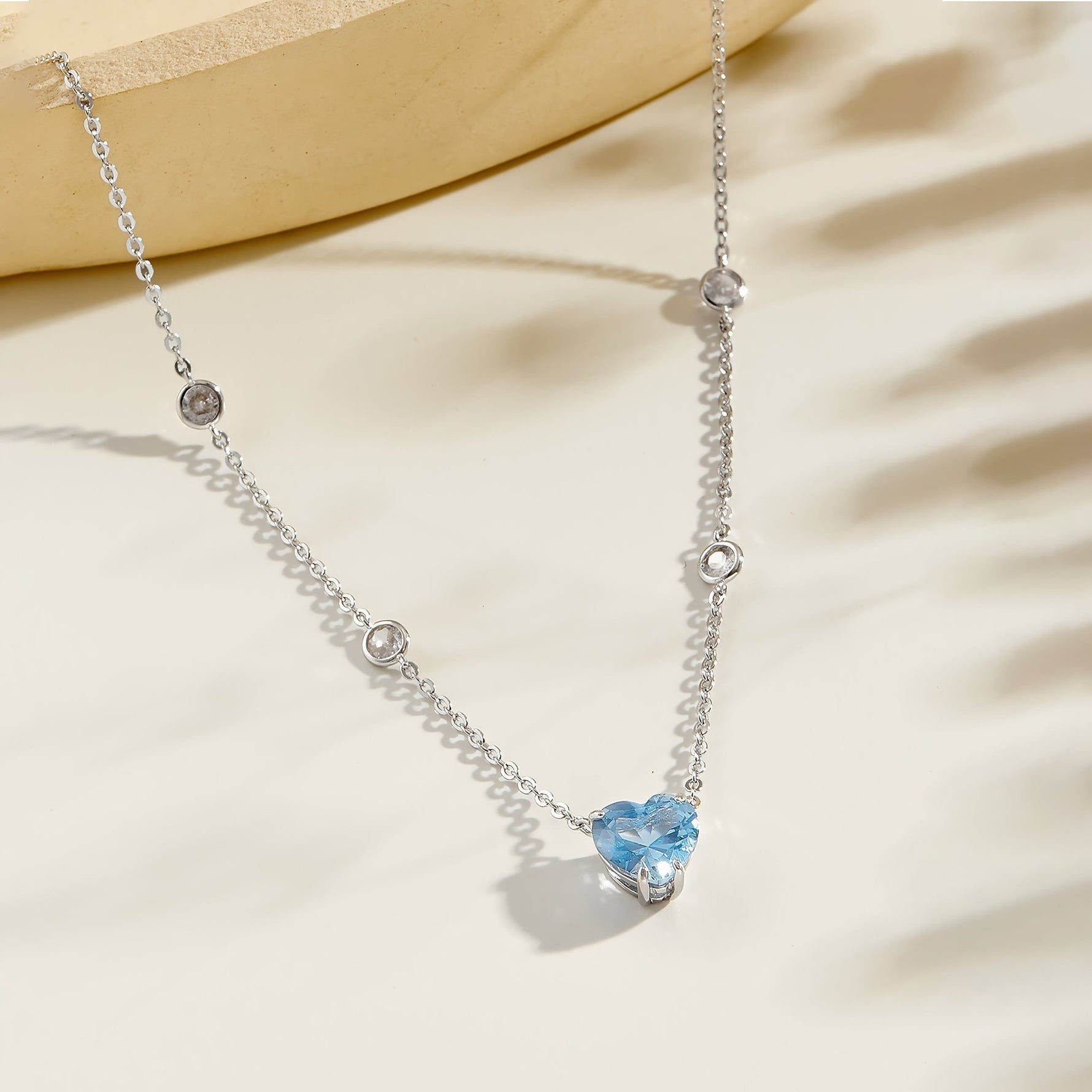 Blue Heart CZ Necklace – 925 Sterling Silver - NAFALUXE