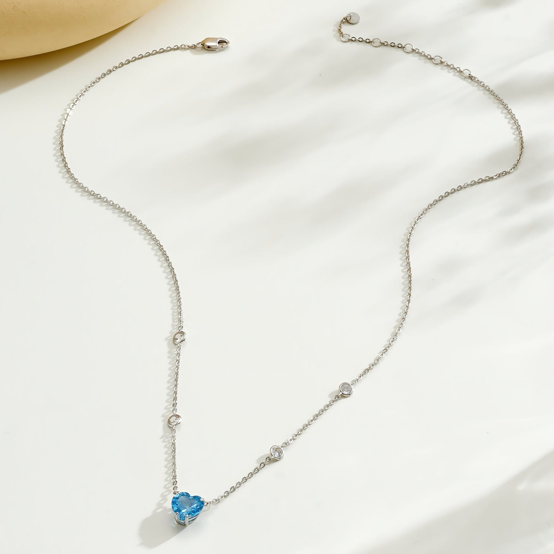 Blue Heart CZ Necklace – 925 Sterling Silver - NAFALUXE