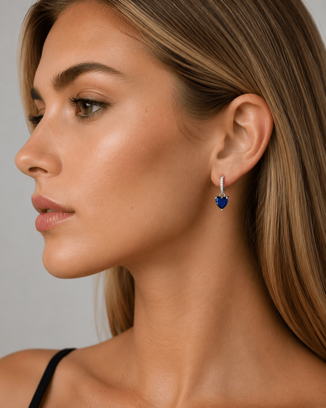 Blue Heart Drop Earrings – 925 Silver - NAFALUXE