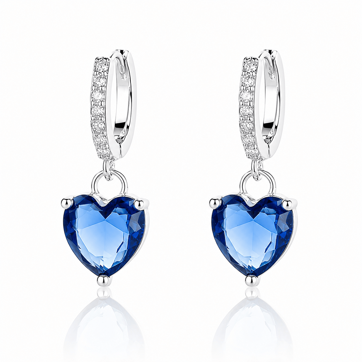 Blue Heart Drop Earrings – 925 Silver - NAFALUXE