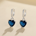 Blue Heart Drop Earrings – 925 Silver - NAFALUXE