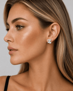 Bow Stud Earrings with AAA Cubic Zirconia Trio - NAFALUXE