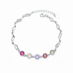 Bracelet with Multicolor Gemstones Sterling Silver 925 - NAFALUXE