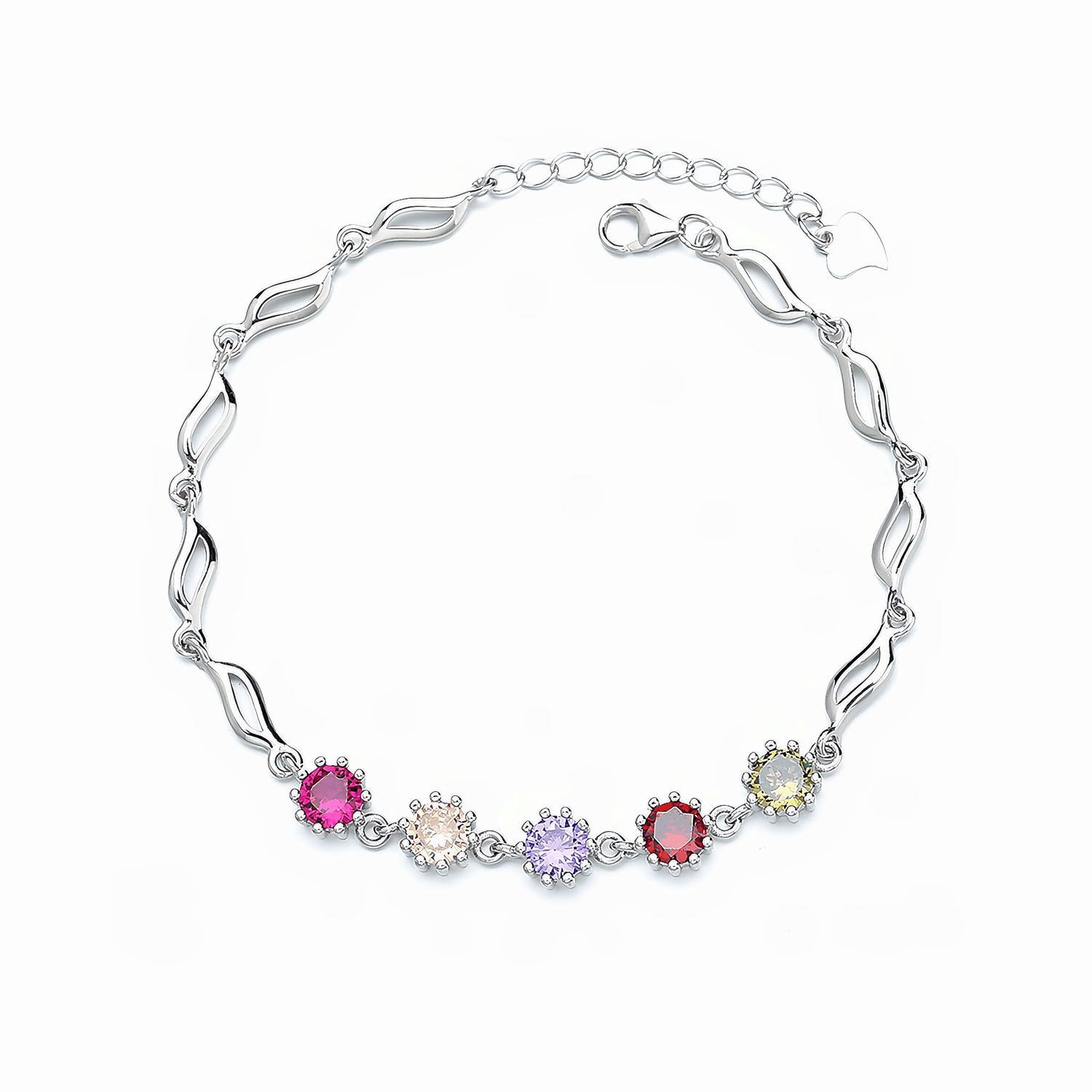 Bracelet with Multicolor Gemstones Sterling Silver 925 - NAFALUXE