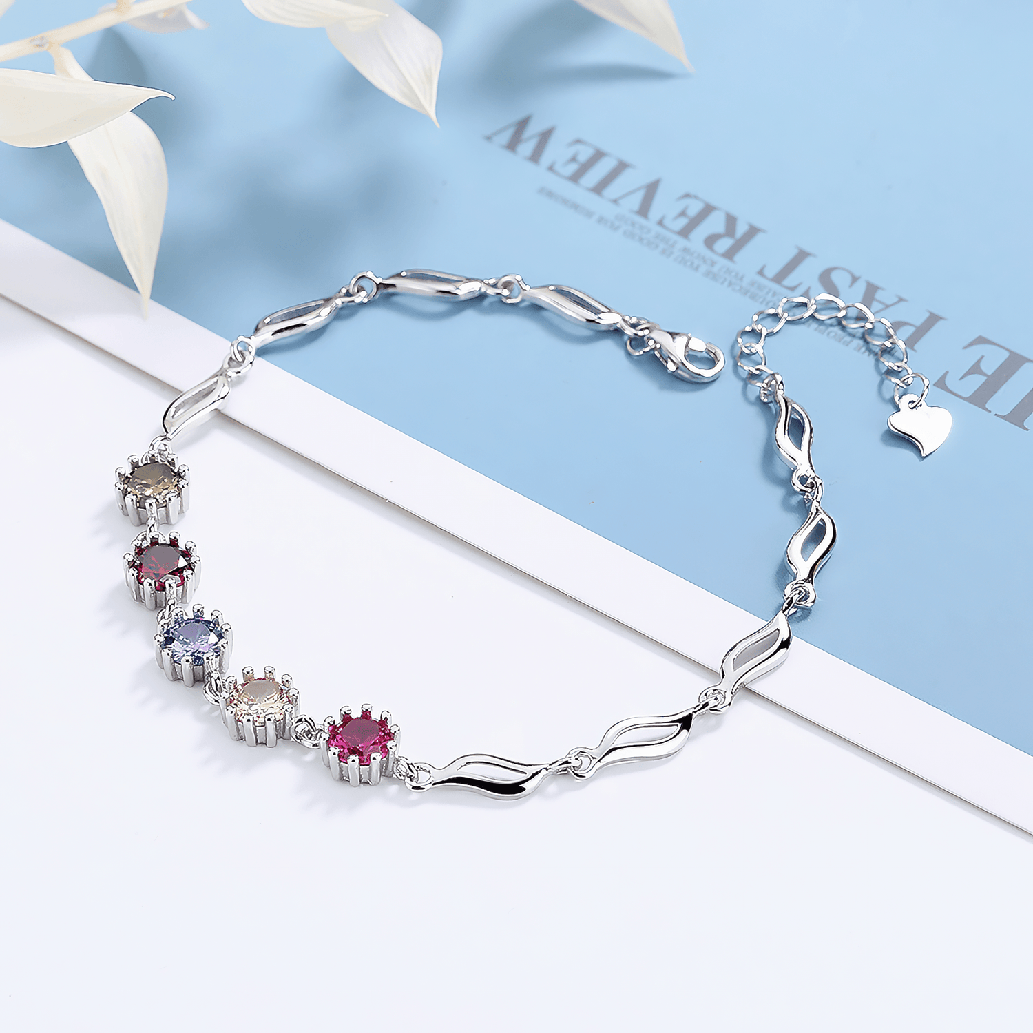 Bracelet with Multicolor Gemstones Sterling Silver 925 - NAFALUXE
