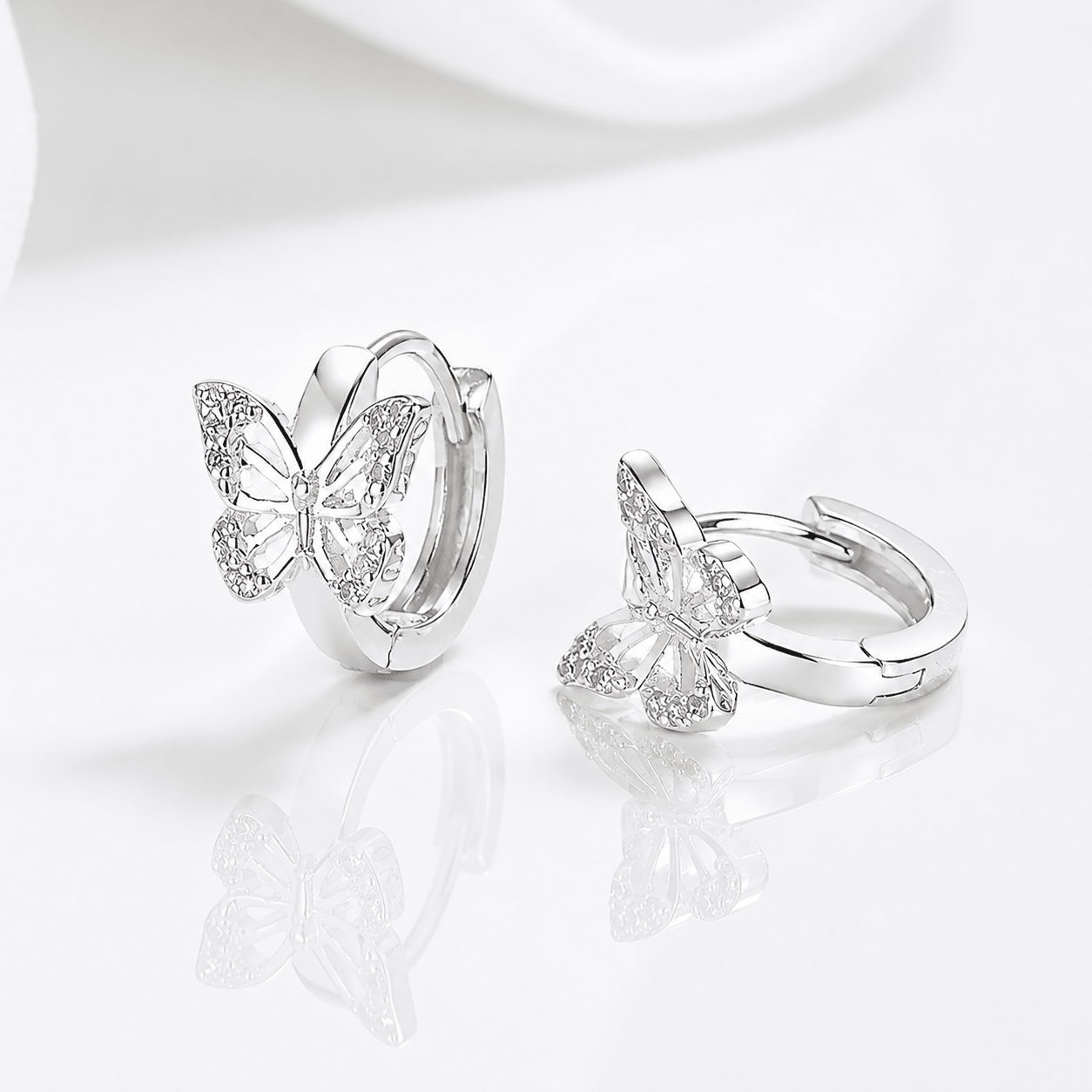 Butterfly Huggie Hoop Earrings with Sparkling AAA Cubic Zirconia - NAFALUXE