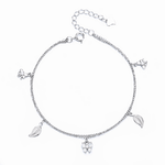 Butterfly & Leaf Double - Chain Charm Bracelet Sterling Silver 925 - NAFALUXE