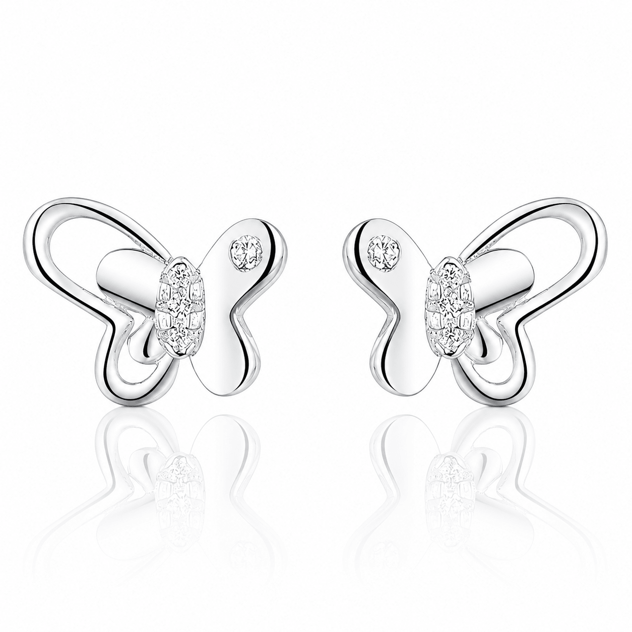 Butterfly Stud Earrings with Sparkling AAA Cubic Zirconia - NAFALUXE