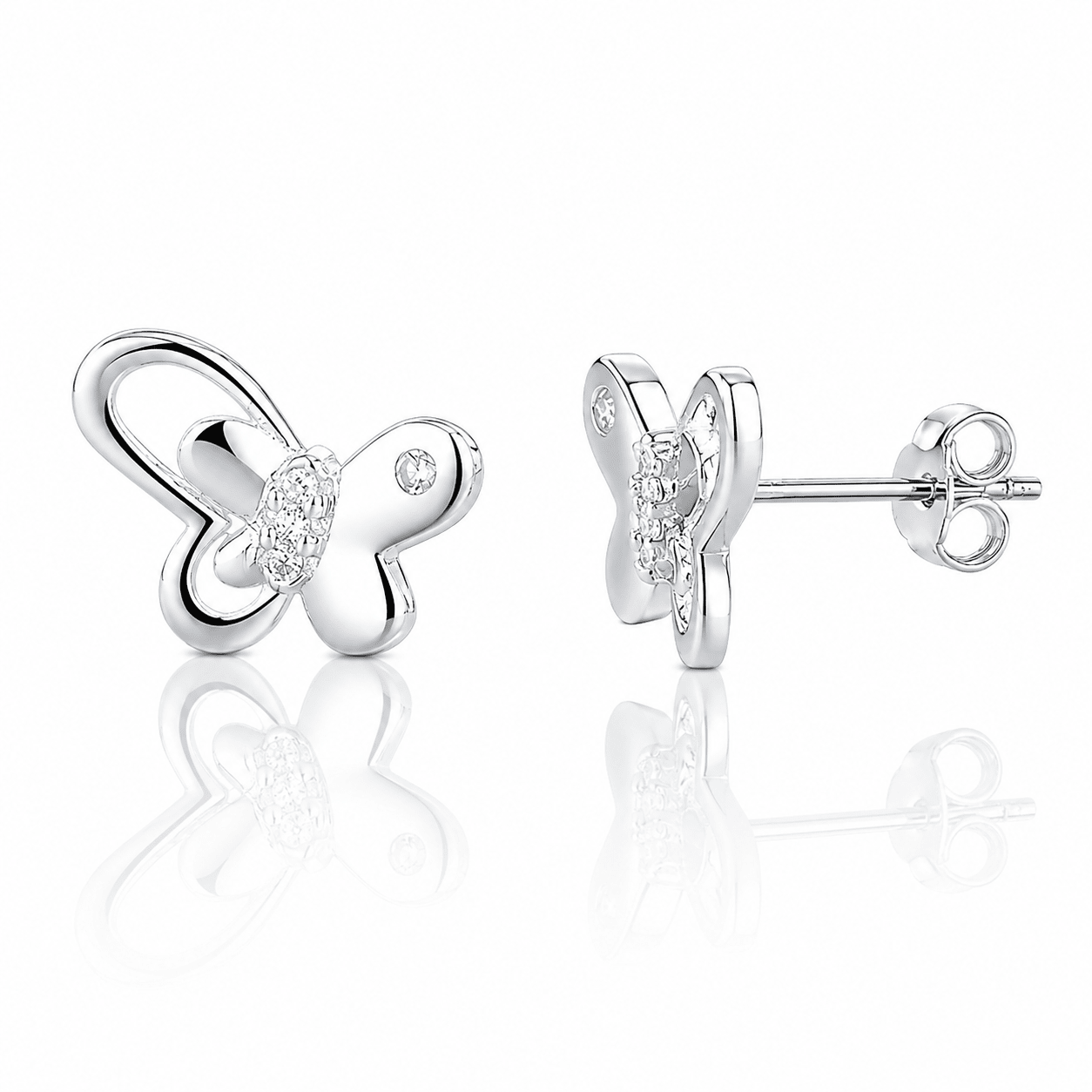 Butterfly Stud Earrings with Sparkling AAA Cubic Zirconia - NAFALUXE