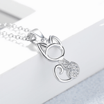 Cat Jewelry Set – Minimalist Necklace and Earrings with Pavé Zircon Tail Design - NAFALUXE