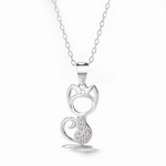 Cat Jewelry Set – Minimalist Necklace and Earrings with Pavé Zircon Tail Design - NAFALUXE