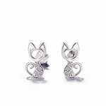 Cat Jewelry Set – Minimalist Necklace and Earrings with Pavé Zircon Tail Design - NAFALUXE
