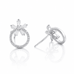 Circle Drop Earrings with Starburst AAA Cubic Zirconia Design - NAFALUXE