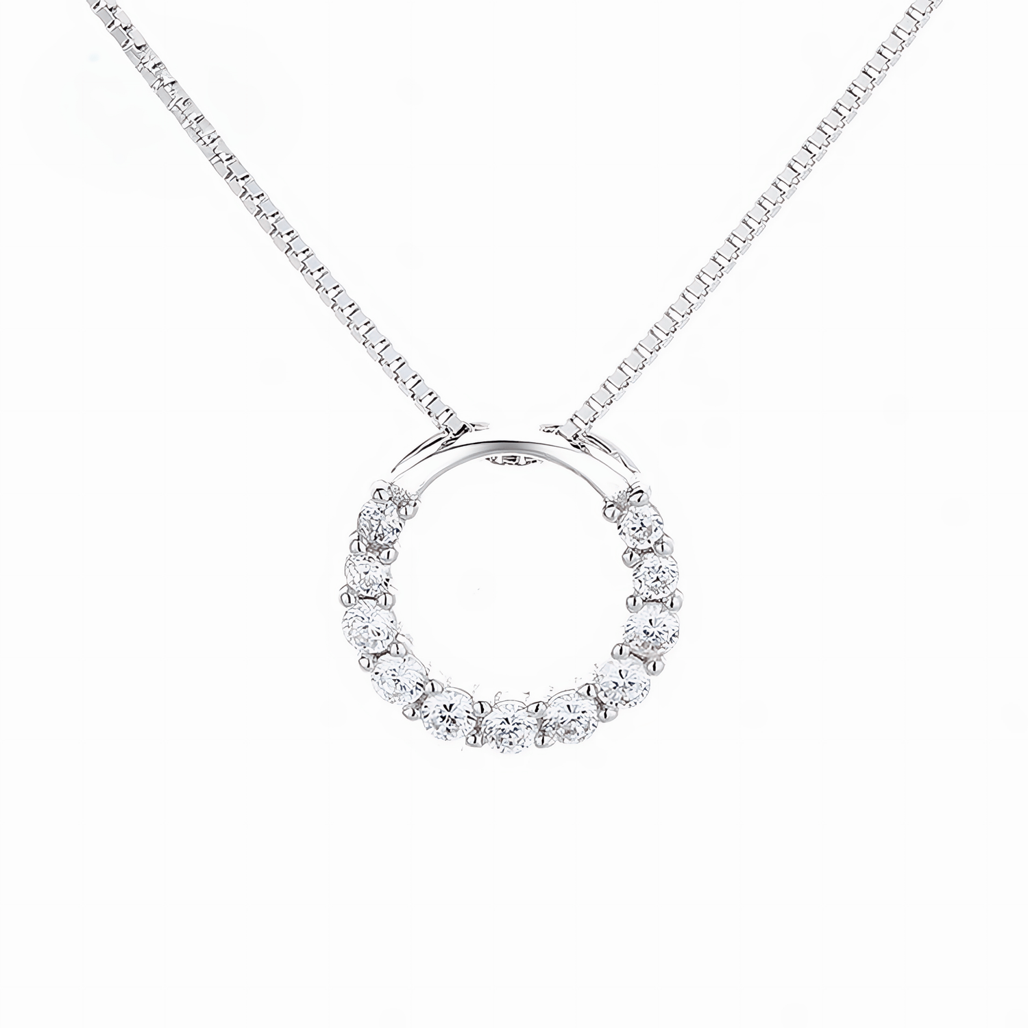 Circle of Sparkle Necklace – 925 Silver - NAFALUXE