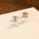 Classic Emerald - Cut CZ Sterling Silver Stud Earrings - NAFALUXE