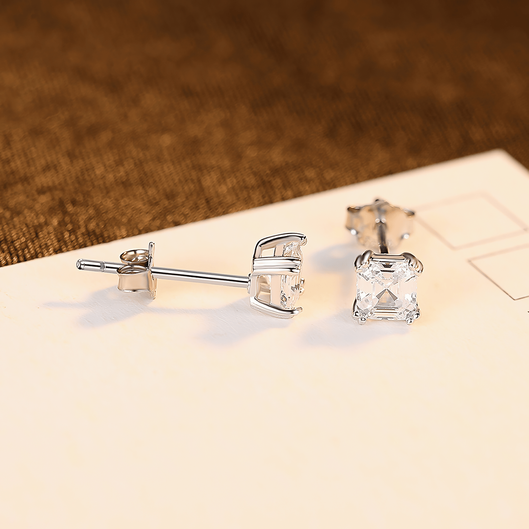 Classic Emerald - Cut CZ Sterling Silver Stud Earrings - NAFALUXE