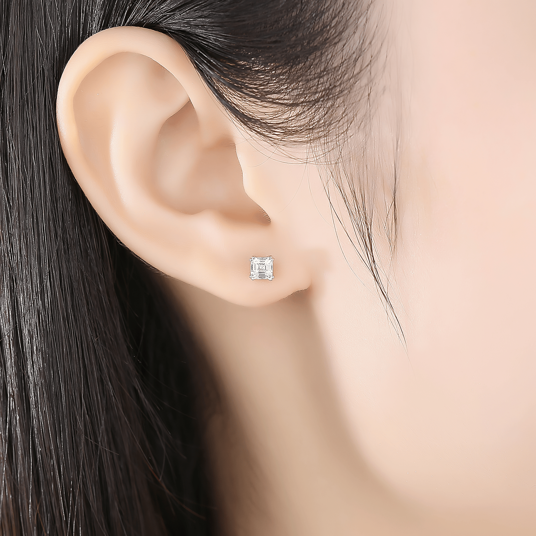 Classic Emerald - Cut CZ Sterling Silver Stud Earrings - NAFALUXE